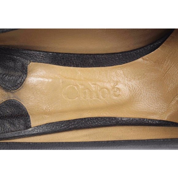 CHLOE Black Grain Leather Rounded Toe Classic Pumps Size Women’s 10 - Picture 6 of 7